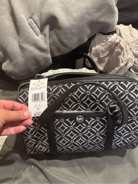 Michael Kors Black & White Geometric Satchel